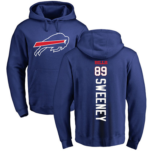 Men NFL Buffalo Bills #89 Tommy Sweeney Royal Blue Backer Pullover Hoodie Sweatshirt